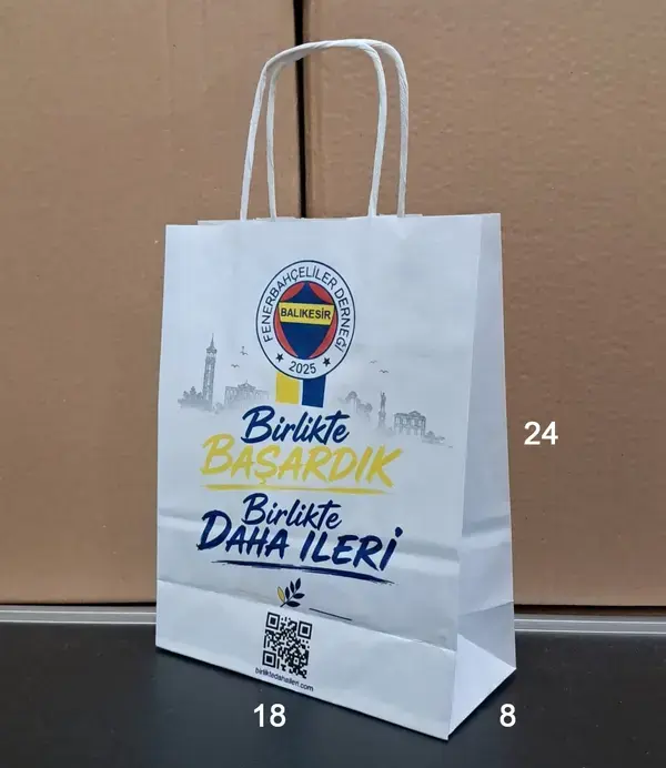 Burgu Saplı Kraft Çanta 18x8x24